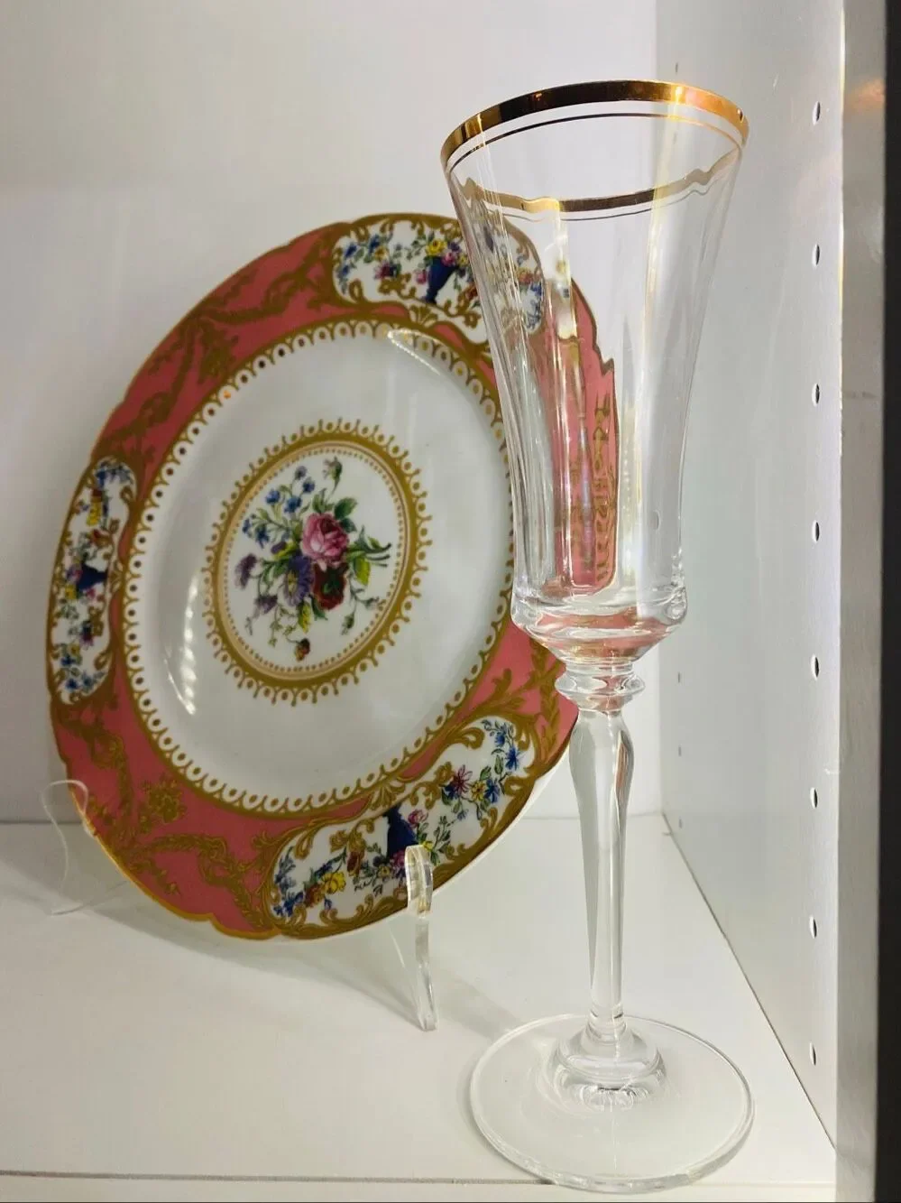 Mikasa Jamestown Gold Trim Crystal Stemmed Champagne Flute Set of 5